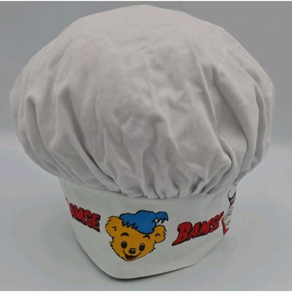 BAMSE Colorful Character Bear Chef Hat White Cotton Youth Size Unisex Kids